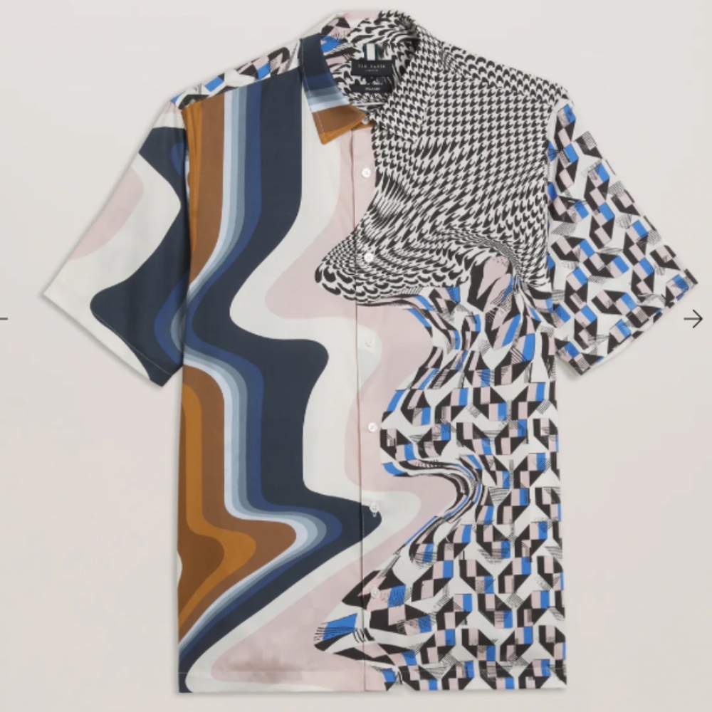 Ted Baker London Agathes Short Sleeve Abstract Print Shirt, NEW WITH TAGS